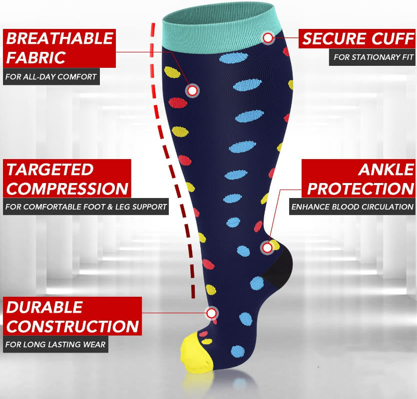 Chaussettes de compression à pois grande taille 2XL-7XL (3 paires)
