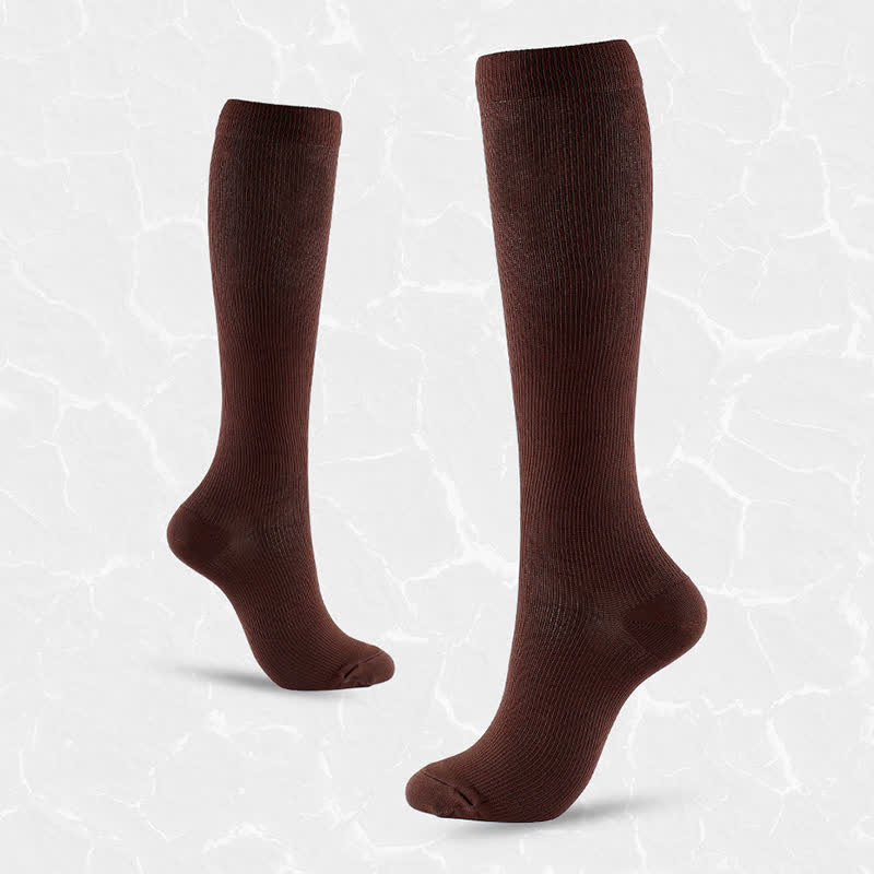 Chaussettes de compression antidérapantes de couleur unie grande taille (6 paires)