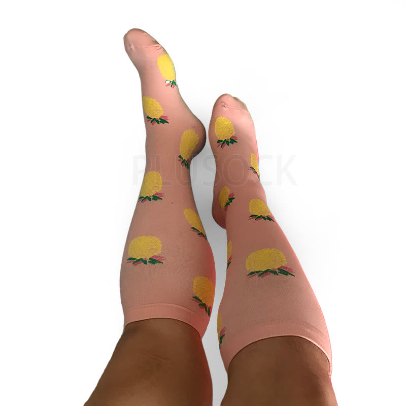 Chaussettes de compression ananas roses grande taille 2XL-7XL (3 paires)