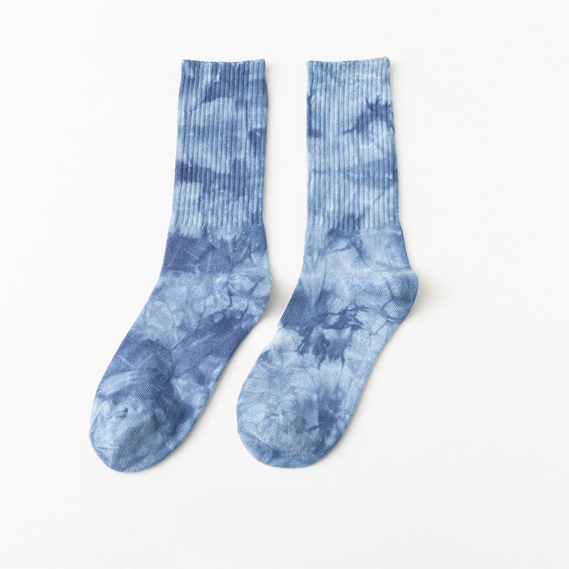Chaussettes mi-mollet tie-dye grande taille (5 paires)