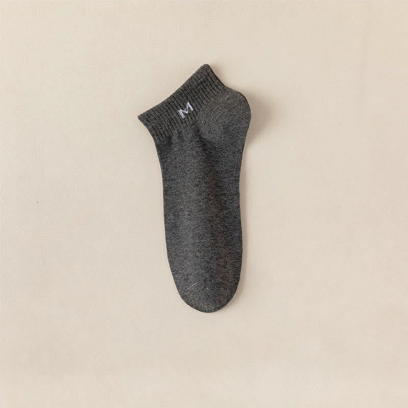 Chaussettes cheville en coton uni (5 paires) - EU44-50 (US10-15) - Gris foncé - image 7