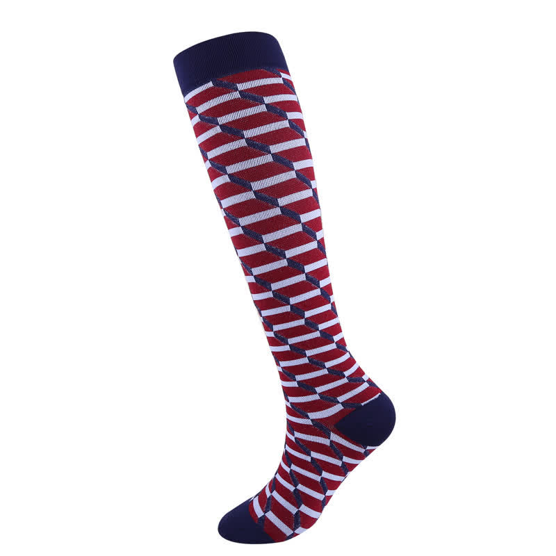 Chaussettes de compression à rayures irrégulières colorées (3 paires)