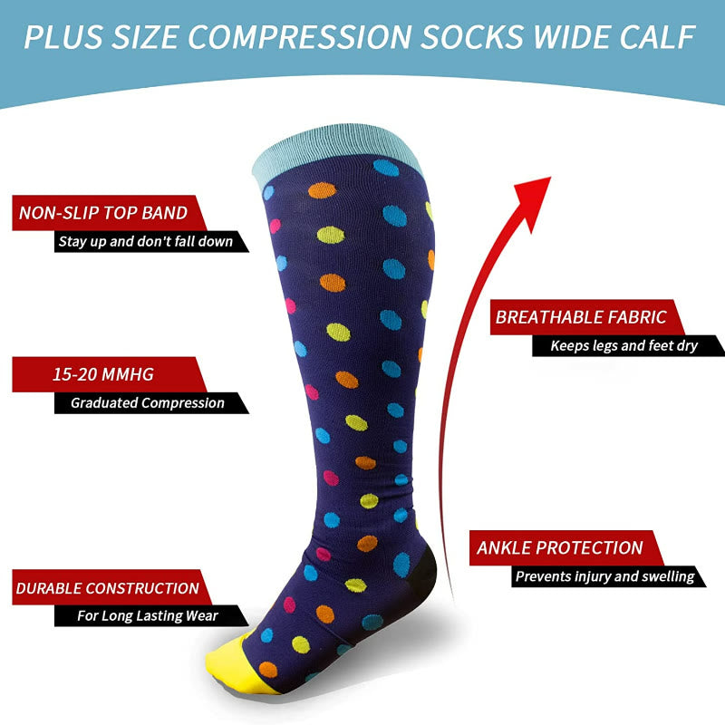 Chaussettes de compression à pois grande taille 2XL-7XL (3 paires)