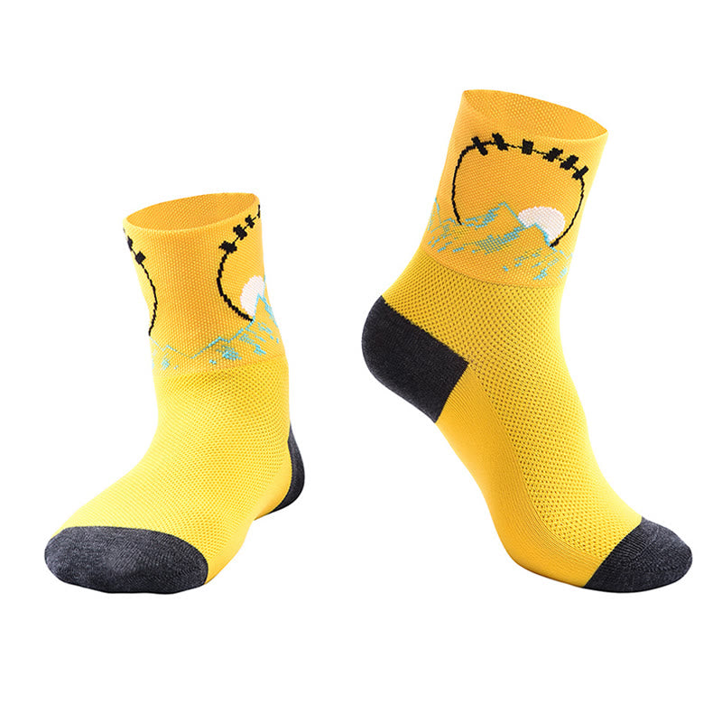 Chaussettes de cyclisme à motifs amusants - Jaune - L/XL - image 7