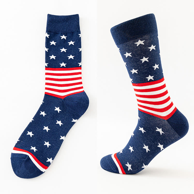 Chaussettes mi-mollet USA Stars Stripes grande taille (6 paires)