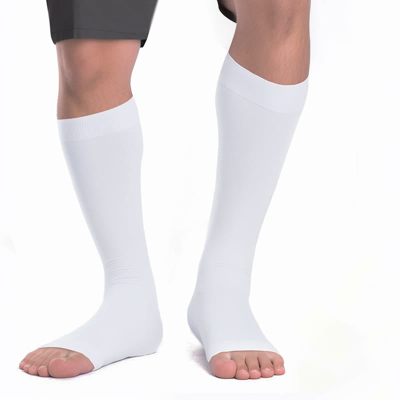 Chaussettes de compression à bout ouvert multicolores grande taille - Blanc - 4XL - image 8