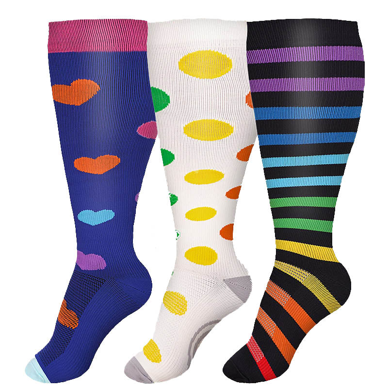 Chaussettes de compression à pois colorés grande taille (3 paires)