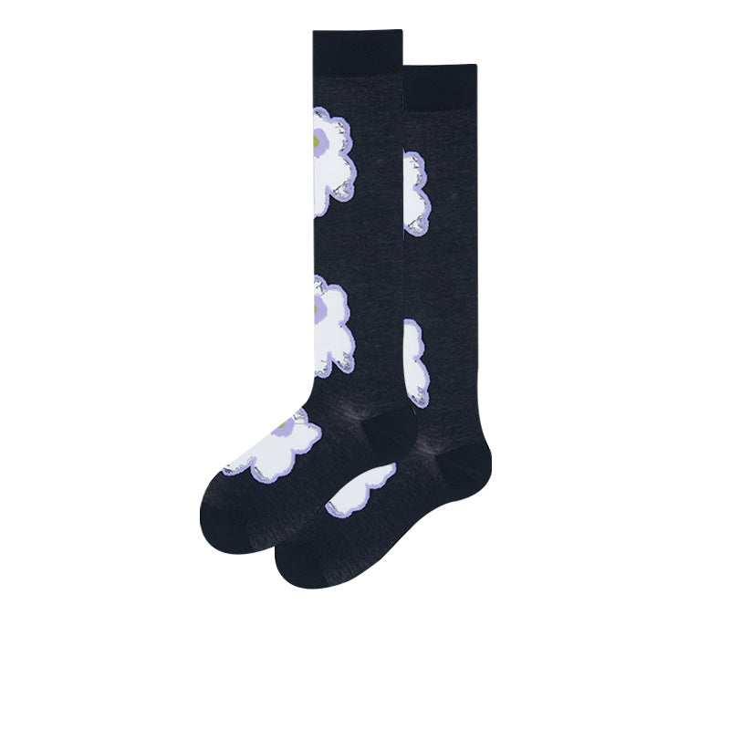 Chaussettes transparentes en verre à motif floral violet - image 3