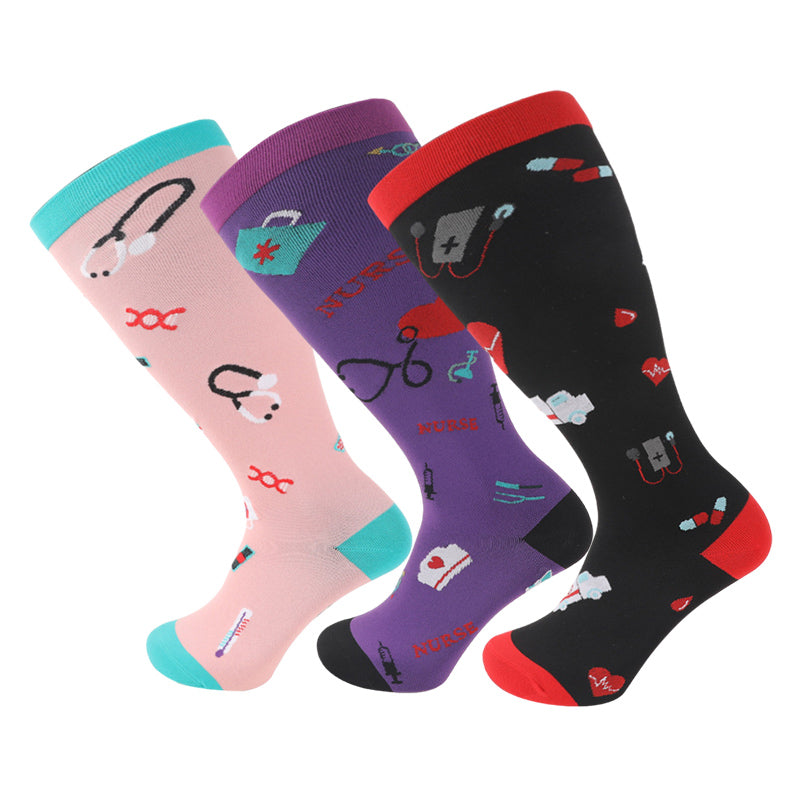 Chaussettes de compression élastiques en forme de cœur grande taille (3 paires)