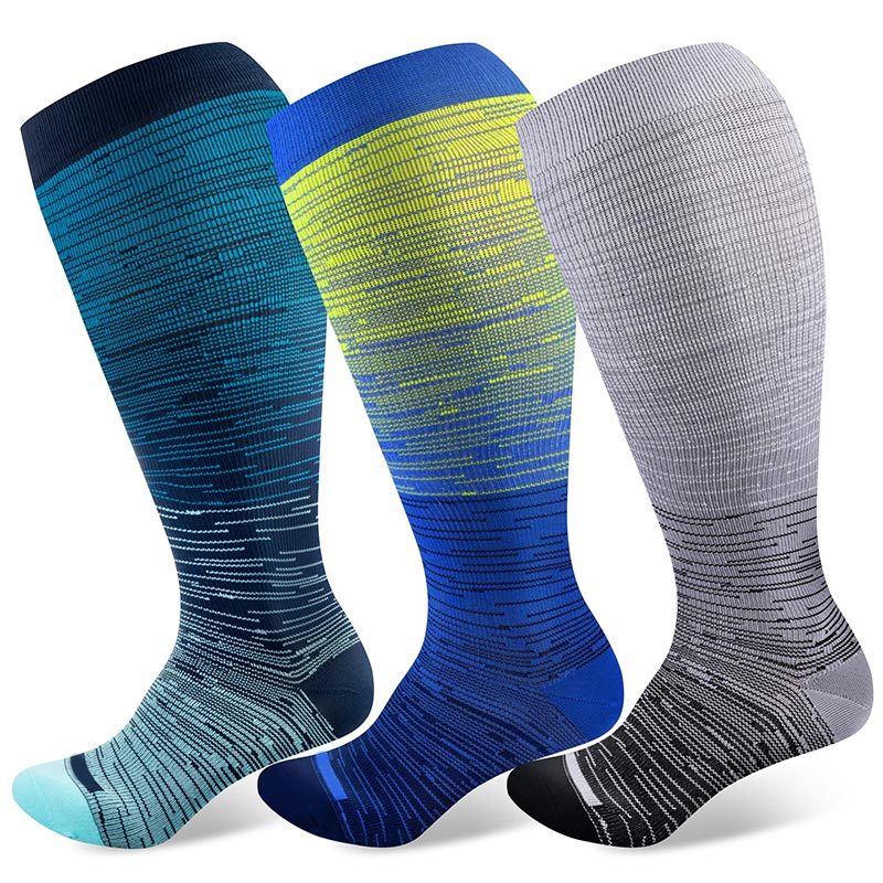Chaussettes de compression dégradées de couleurs grande taille (3 paires)