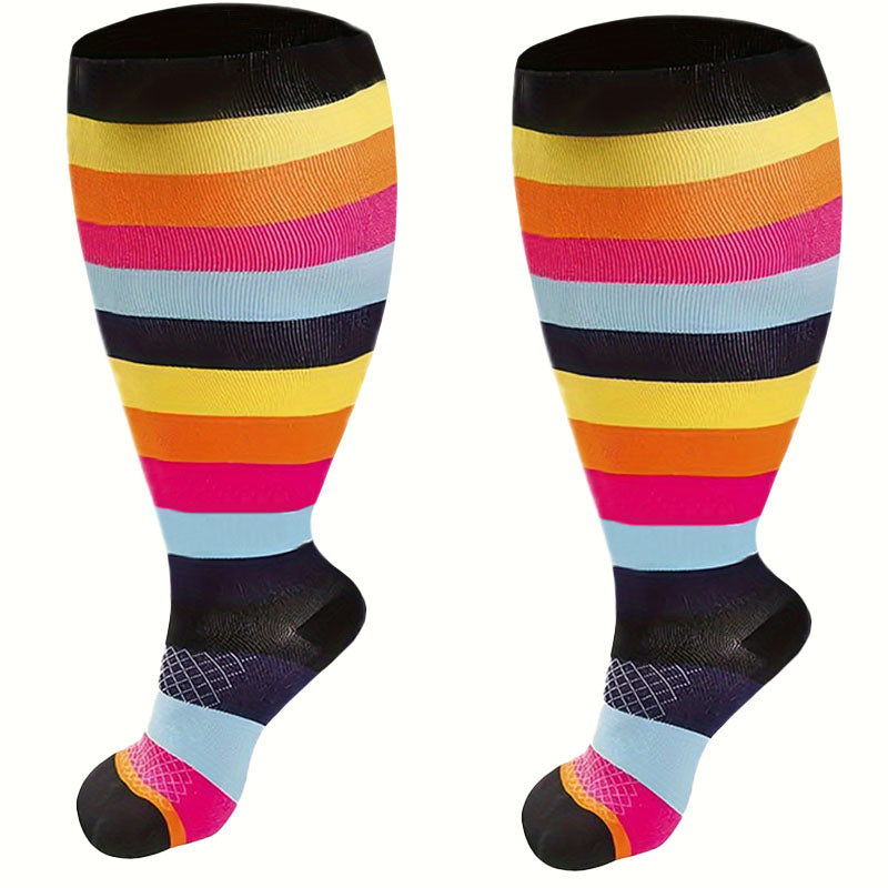 Chaussettes de compression à pois et rayures grande taille (3 paires)