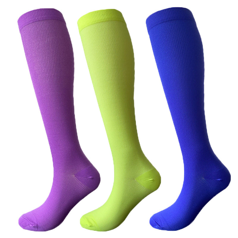 Chaussettes de compression de sport de couleur unie (3 paires)
