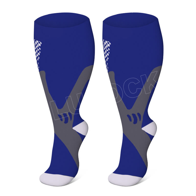 Chaussettes de compression sportives grandes tailles pour mollets larges, tailles 2XL à 7XL (3 paires) - Bleu - 7XL - image 3