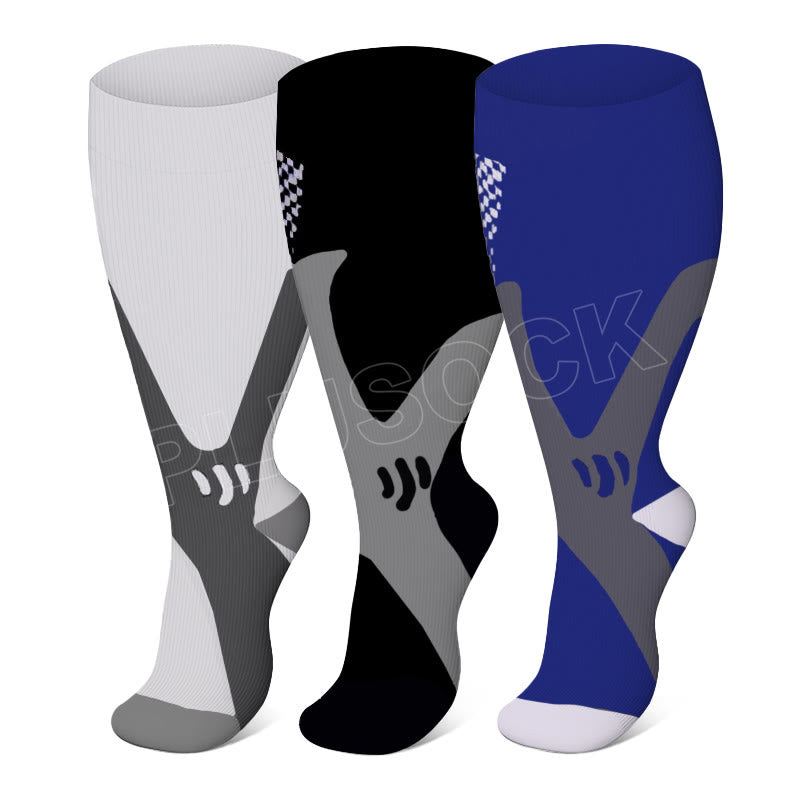Chaussettes de sport de compression à mollet large, grandes tailles (2XL-7XL) (3 paires)