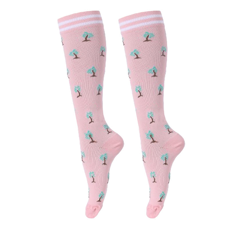 Chaussettes de compression à motifs de fruits et de café (6 paires)