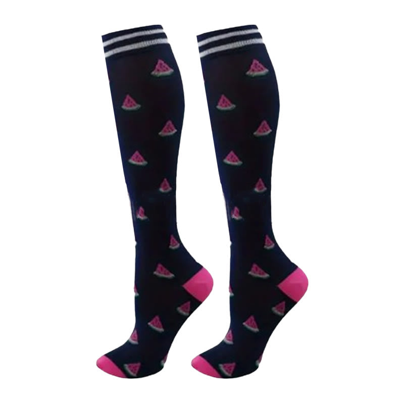 Chaussettes de compression à motifs de fruits et de café (6 paires)