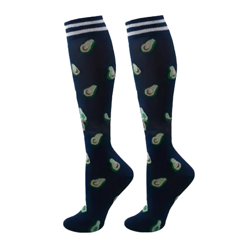 Chaussettes de compression à motifs de fruits et de café (6 paires)