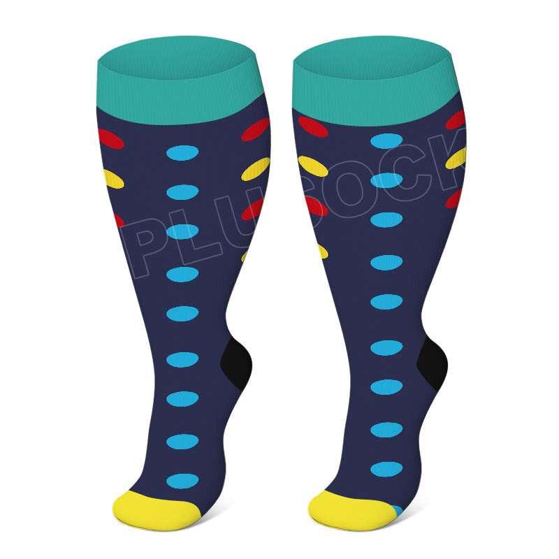 Chaussettes de compression grande taille à pois bleus (3 paires)