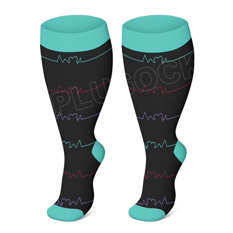Chaussettes de compression grande taille à pois bleus (3 paires)