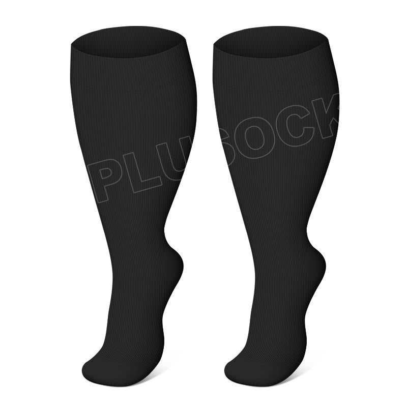 Chaussettes de compression noires grande taille pour électrocardiogramme (2XL-7XL) (3 paires)
