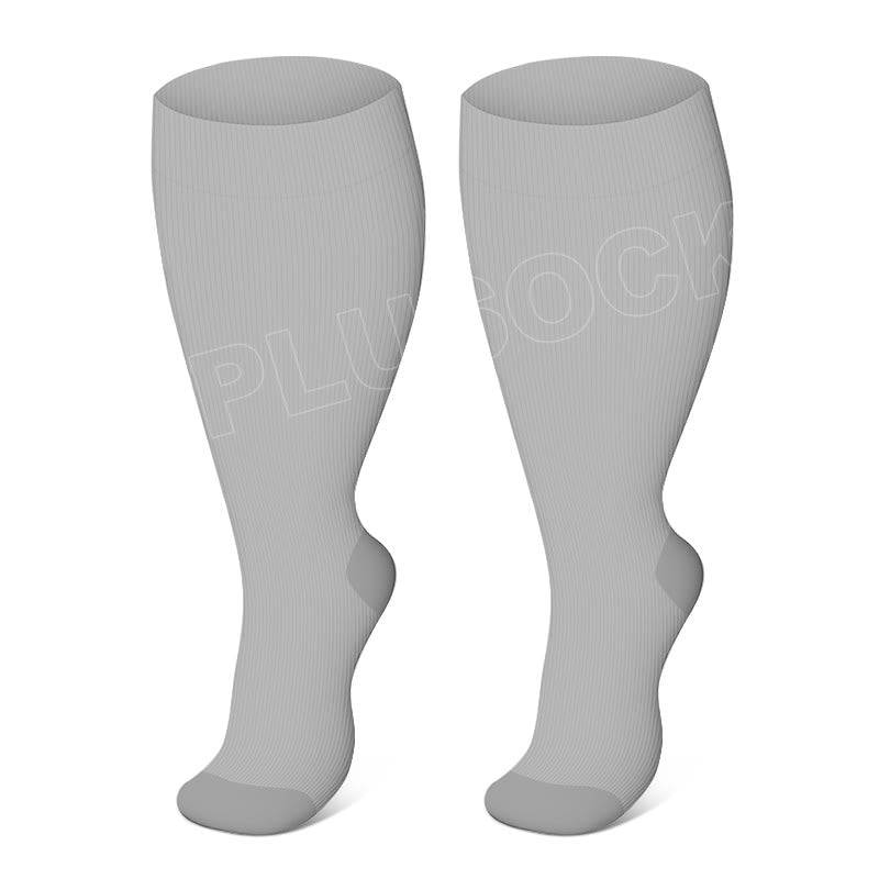 Chaussettes de compression grande taille de couleur unie 2XL-7XL (3 paires)