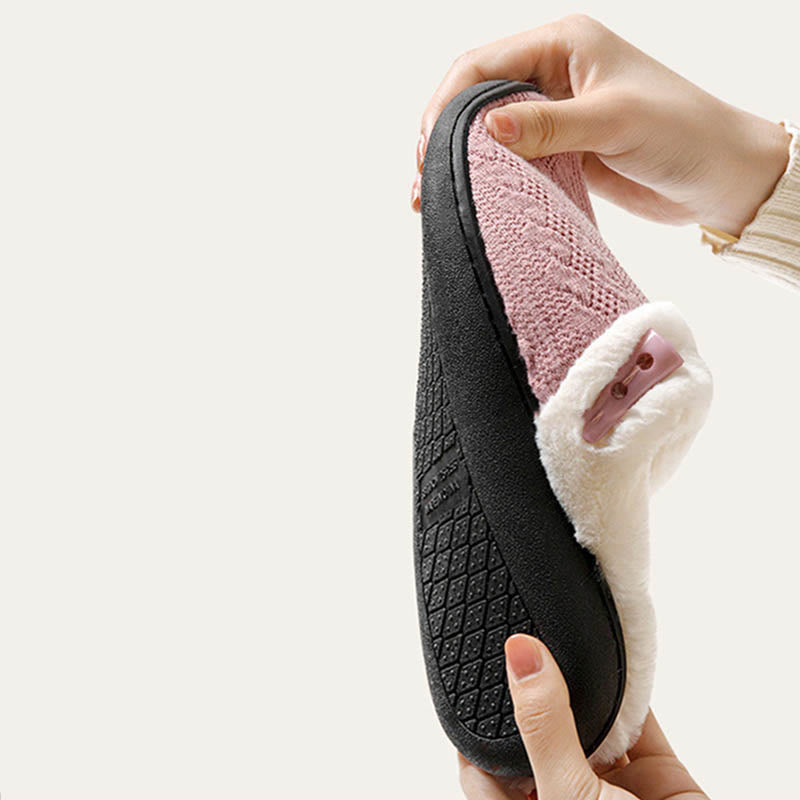 Chaussons en peluche à semelle souple grande taille