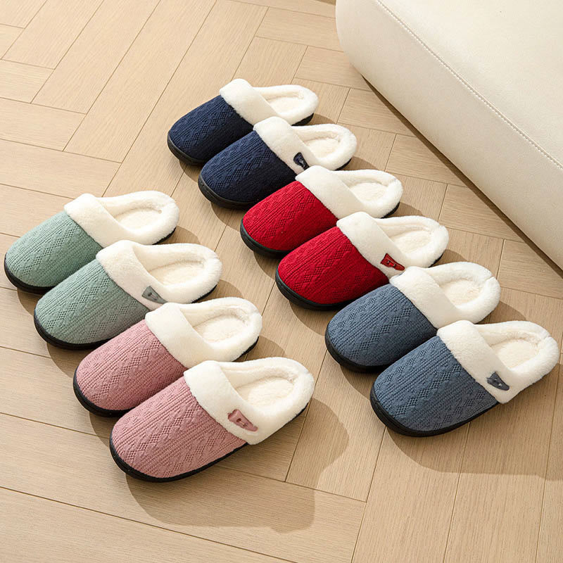 Chaussons en peluche à semelle souple grande taille