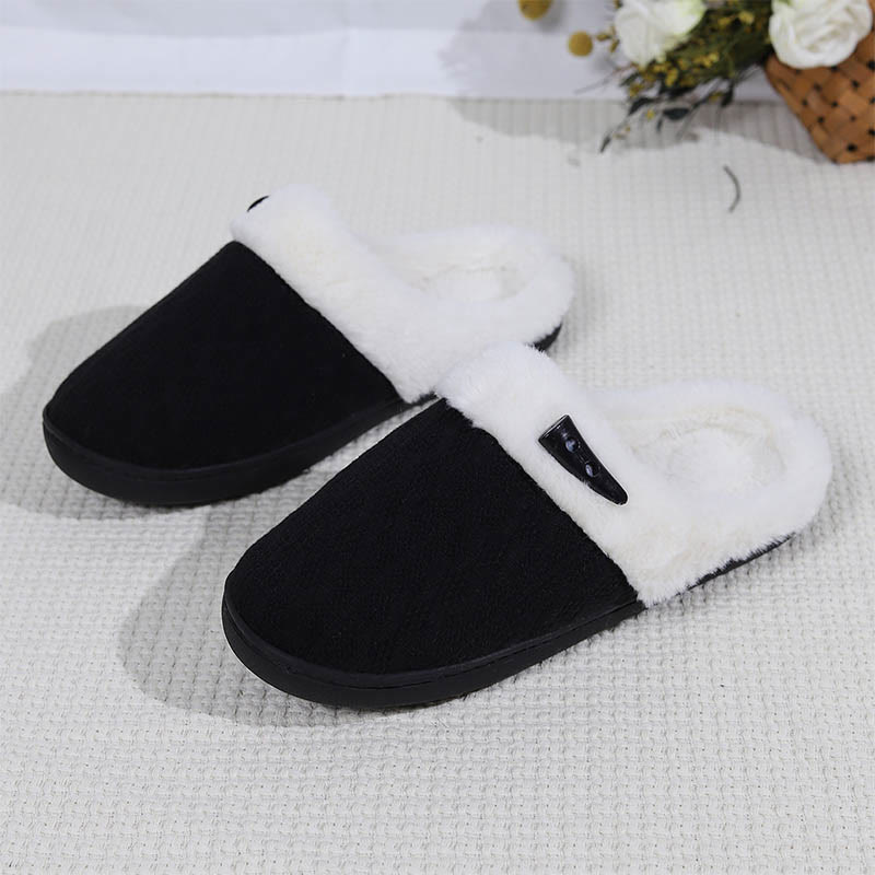 Chaussons en peluche à semelle souple grande taille - Noir - États-Unis 9-10 - image 14