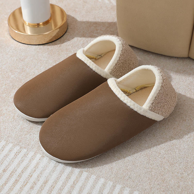 Chaussons-chaussettes 2 en 1 grande taille - Brun - XL - image 1