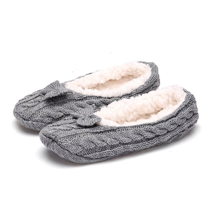 Chaussons-chaussettes à nœud papillon grande taille - Gris clair - EU43-46 (US9-12) - image 3