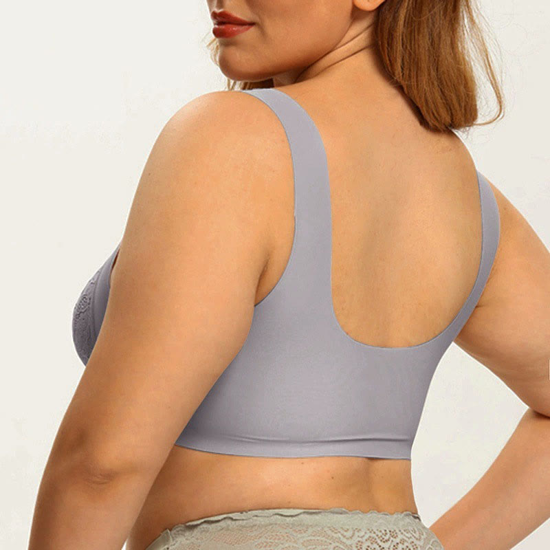Soutiens-gorge sans armatures en dentelle à fermeture frontale grande taille