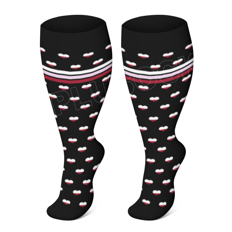 Chaussettes de compression grande taille à motif cœurs (3 paires)