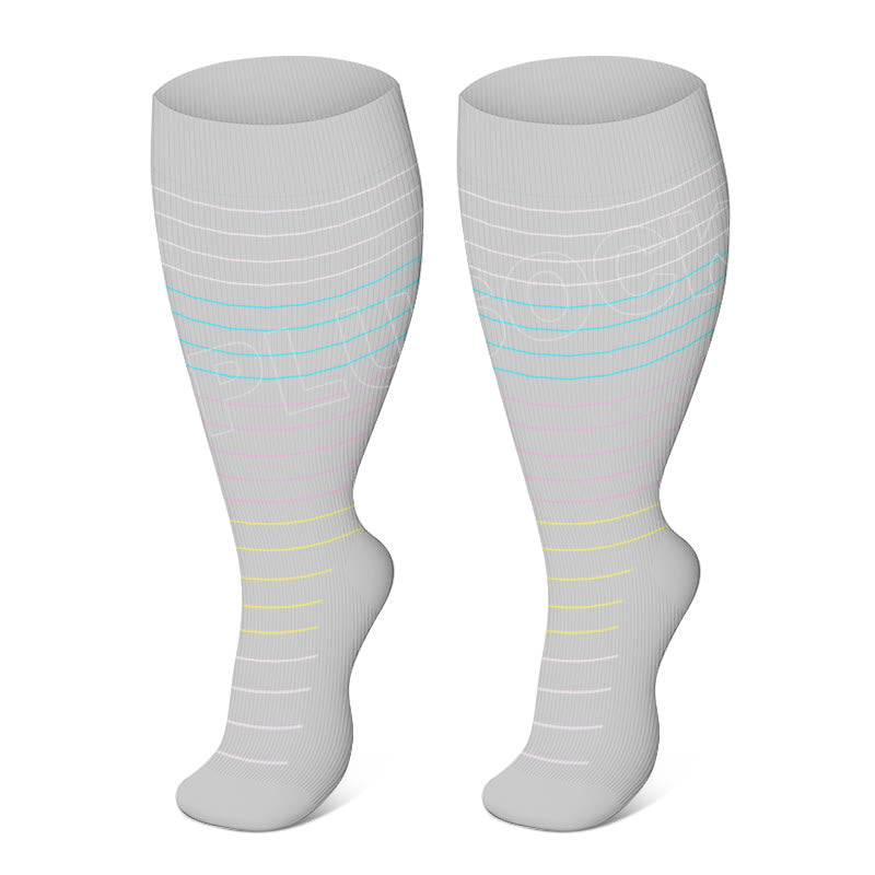 Chaussettes de compression à rayures colorées grande taille (3 paires)