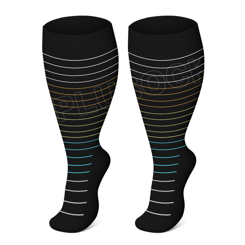Chaussettes de compression à rayures colorées grande taille (3 paires)