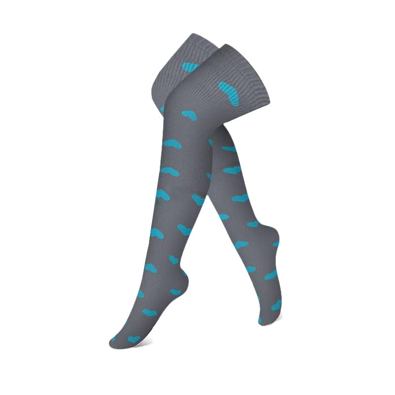 Chaussettes de compression hautes à blocs de couleurs gris et bleu (3 paires) - Cœur - S/M - image 3