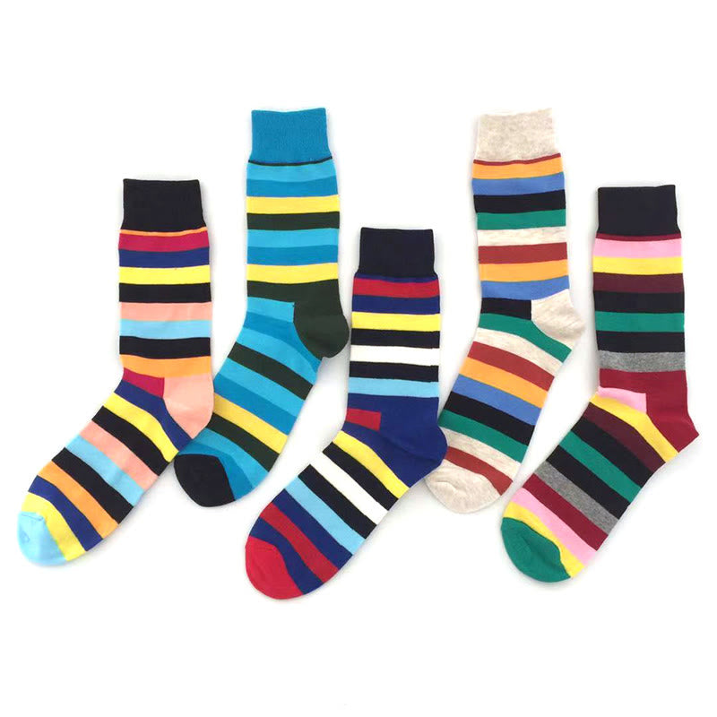 Chaussettes courtes à rayures colorées grande taille (5 paires)