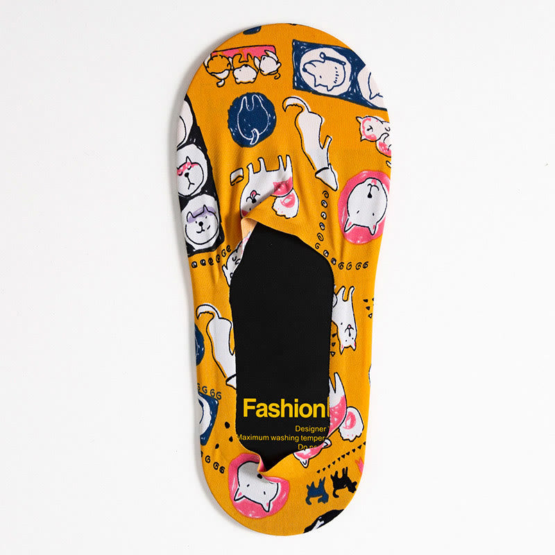 Chaussettes invisibles à imprimé animal grande taille (5 paires)