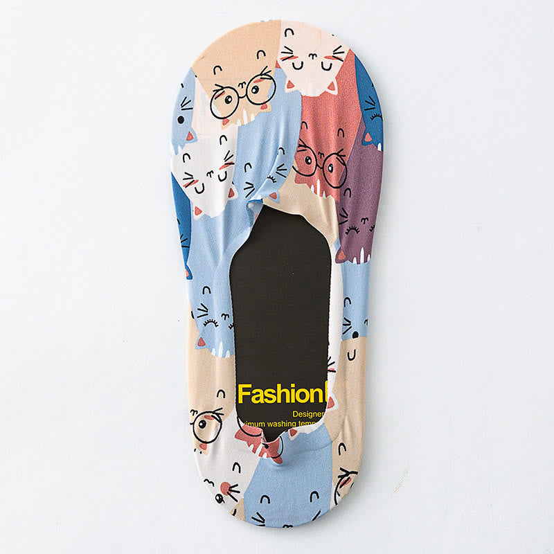 Chaussettes invisibles à imprimé animal grande taille (5 paires)
