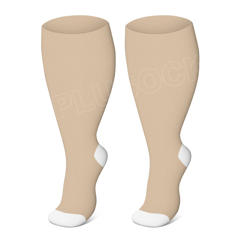 Chaussettes de compression élastiques unies grandes tailles - Nu - 4XL - image 12