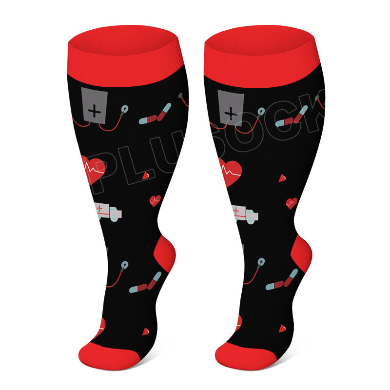 Chaussettes de compression à motifs colorés grande taille 2XL-4XL - Noir - 4XL - image 8