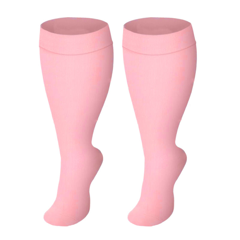 Chaussettes de compression de couleur unie grande taille 2XL-4XL