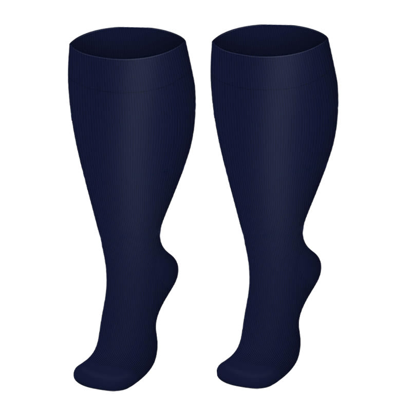 Chaussettes de compression de couleur unie grande taille 2XL-4XL
