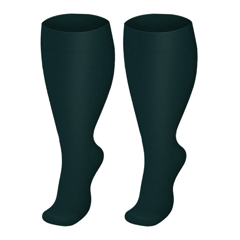Chaussettes de compression de couleur unie grande taille 2XL-4XL