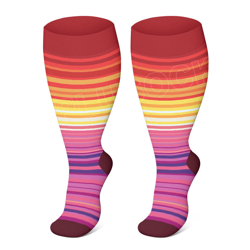 Chaussettes de compression à motifs colorés grande taille 2XL-4XL - Rouge - 4XL - image 11