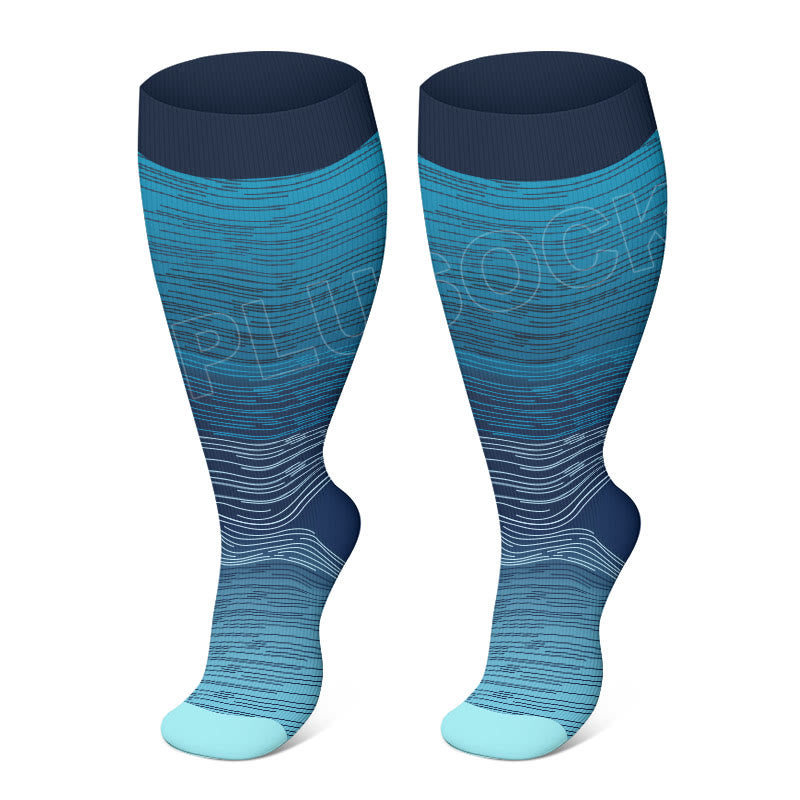 Chaussettes de compression violettes, marron et bleues grande taille