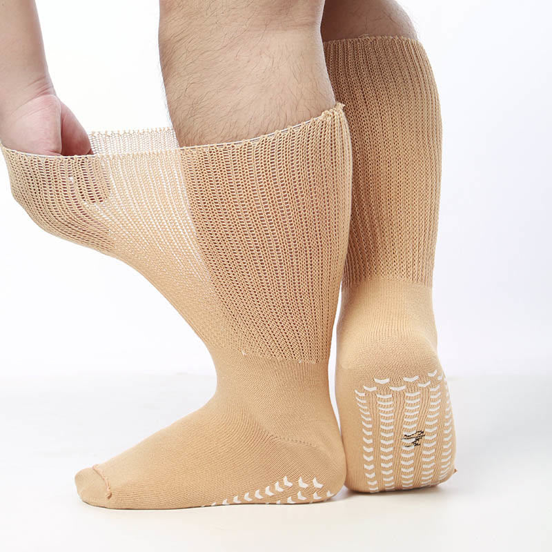Chaussettes antidérapantes hautes pour diabétiques grande taille (2 paires)