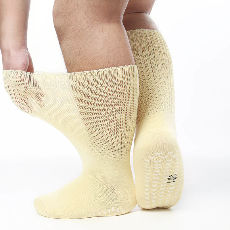 Chaussettes antidérapantes hautes pour diabétiques grande taille (2 paires)