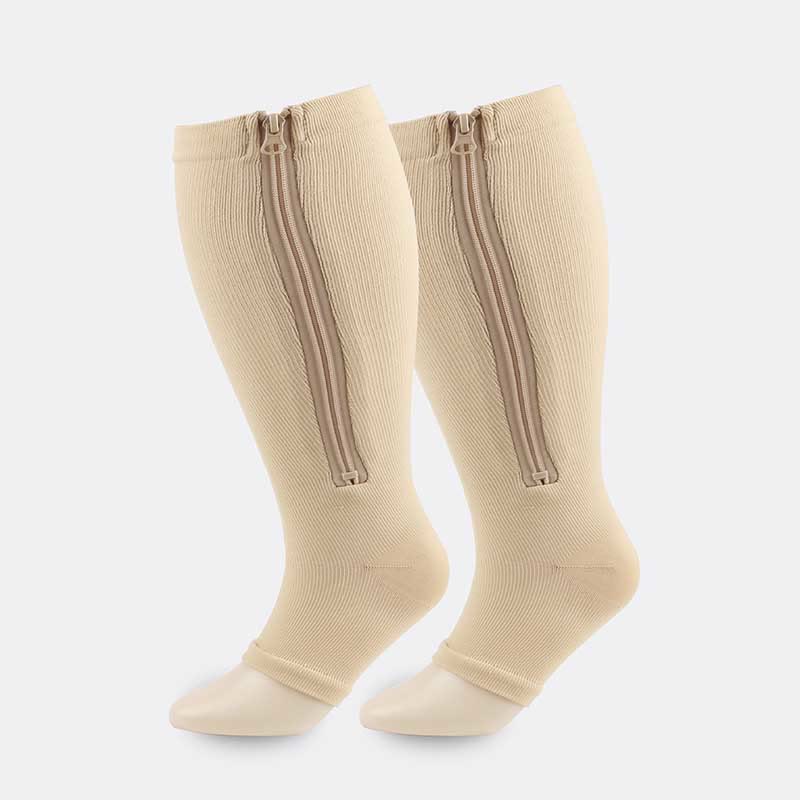 Chaussettes de compression à fermeture éclair et bout ouvert grande taille (2 paires) - Nu - 7XL - image 4