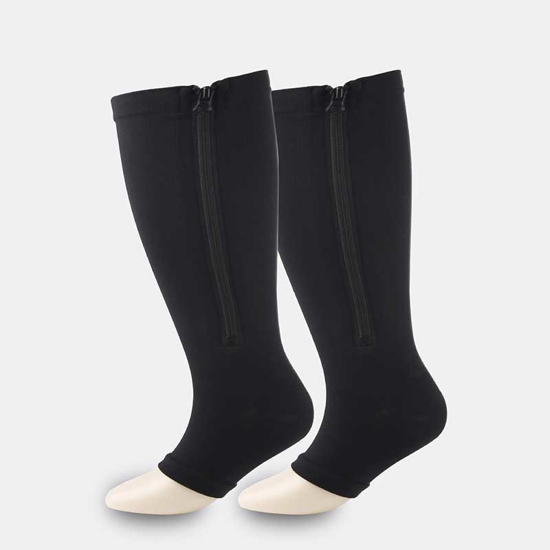 Chaussettes de compression à fermeture éclair et bout ouvert grande taille (2 paires) - Noir - 7XL - image 3
