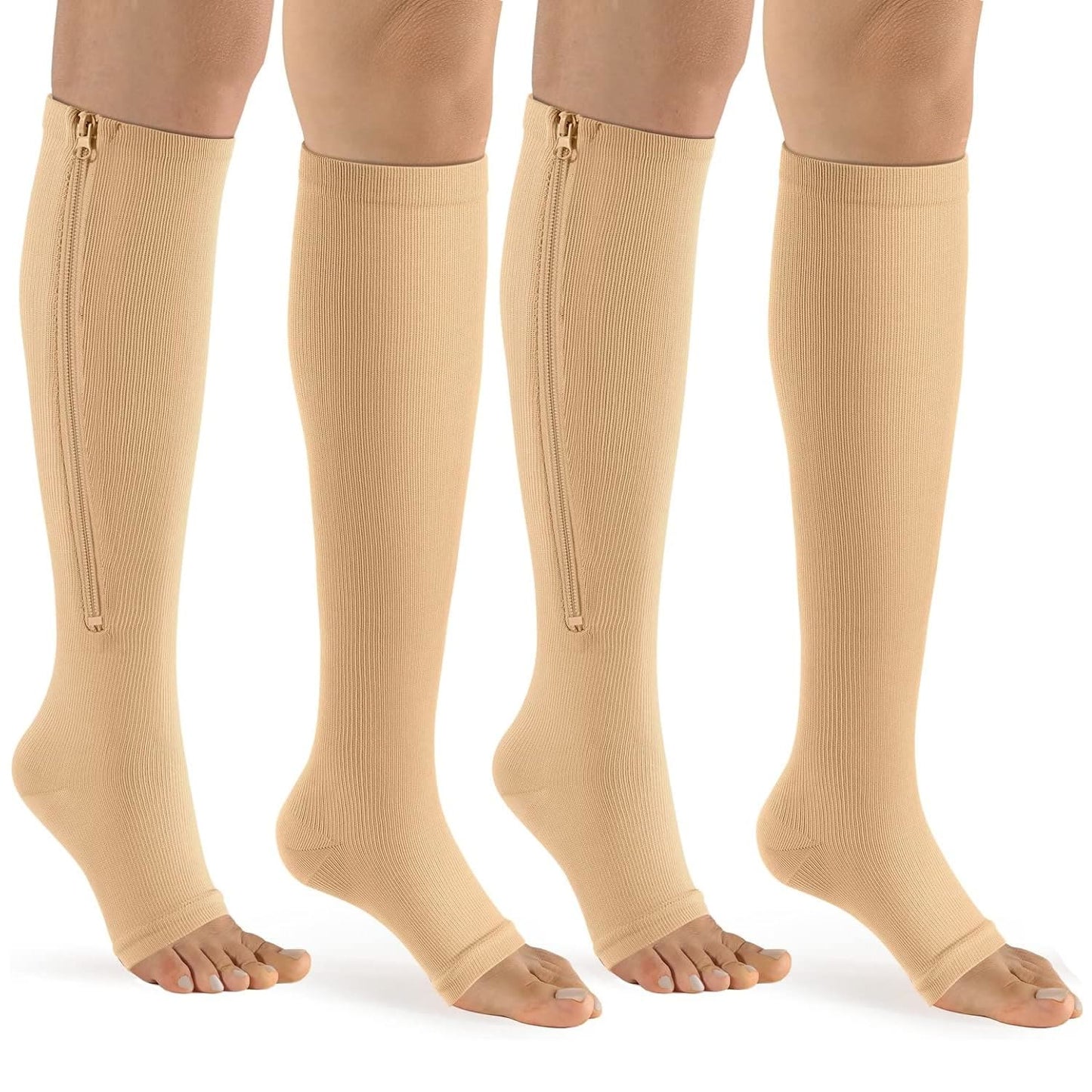 Chaussettes de compression à fermeture éclair et bout ouvert grande taille (2 paires) - image 5
